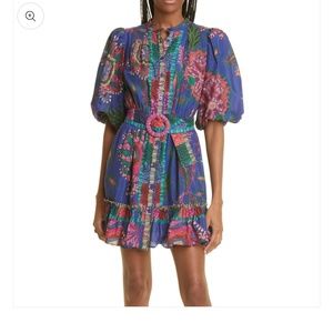 Belted Cotton Blend Mini Dress